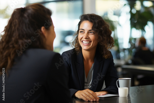 happy smiling business woman on meeting 
