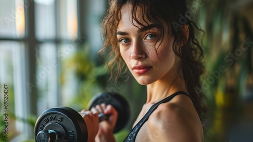 A Woman Holding a Pair of Dumbbells