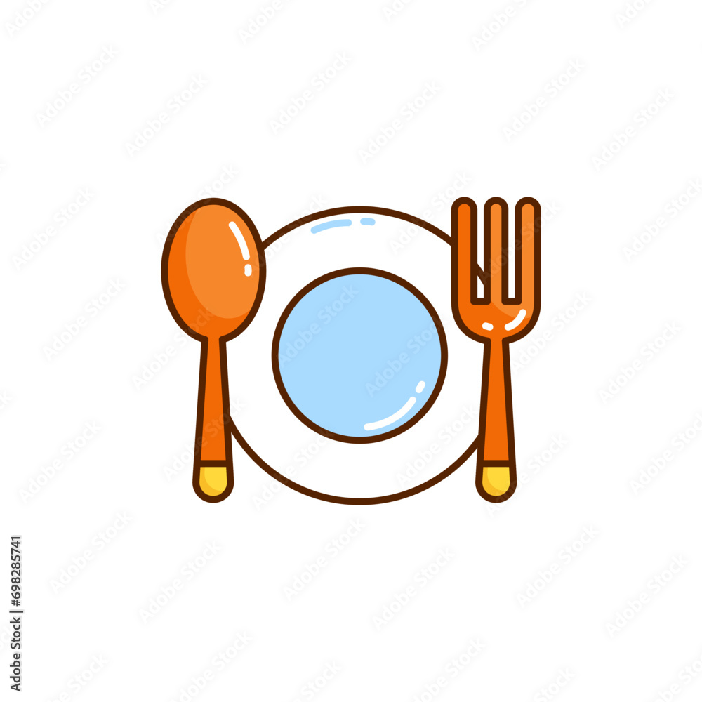 Restaurant cutlery fork and spoon line icon Restaurant cutlery fork and spoon line icon