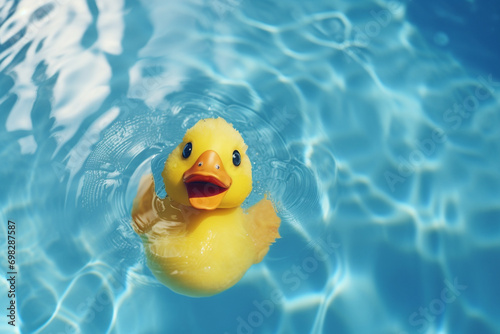 yellow rubber duck in pool