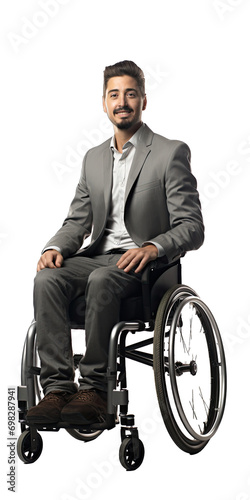 Person in Manual Wheelchair at Event - Engaged and Participative. Isolated on a Transparent Background. Cutout PNG.