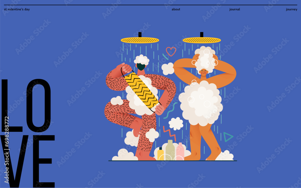 Valentine Shared Routine modern flat vector concept illustration of