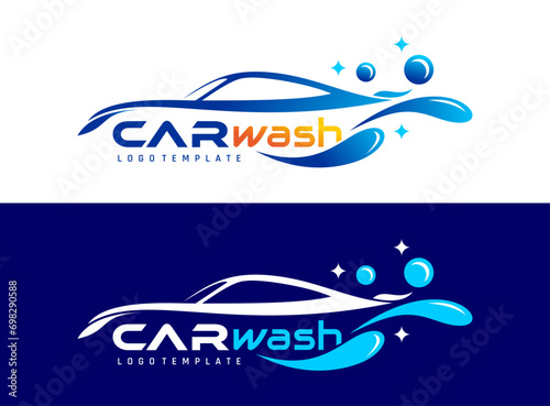 car wash logo design, abstract car silhouette modern minimalist simple flat premium concept. vector illustration
