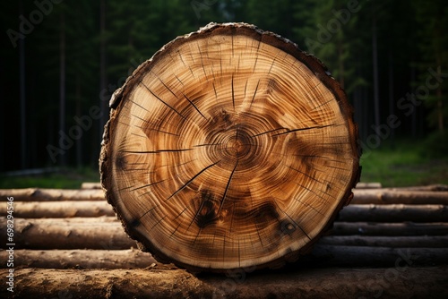 Wood industry essence large circular wood piece for furniture manufacturing photo