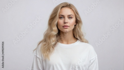 Isolated Background, Young Woman, Studio Shot