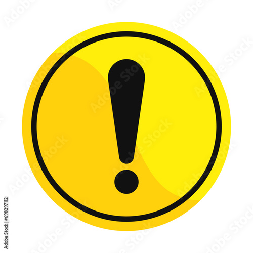 Warning Sign In Yellow Circle Shape With Black Line For Information Website Road Street Game 