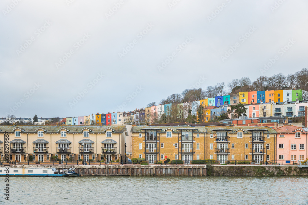 Iconic colorful buildings of Bristol, England