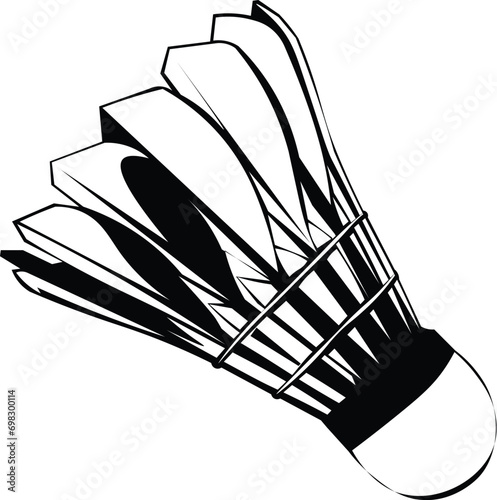 Cartoon Black and White Isolated Illustration Vector Of A Badminton Shuttlecock