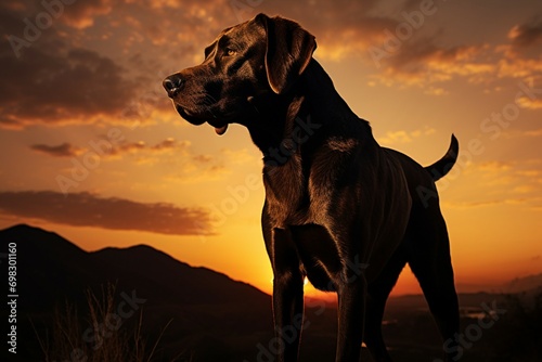 Enigmatic charm, silhouette of a canine against an undefined backdrop photo