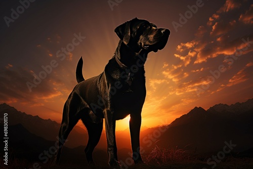 Enigmatic charm, silhouette of a canine against an undefined backdrop photo