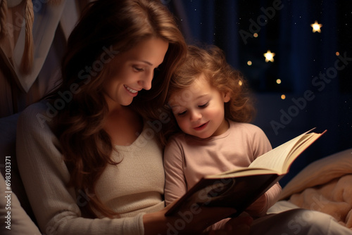 mother and child reading book, good night  © RJ.RJ. Wave