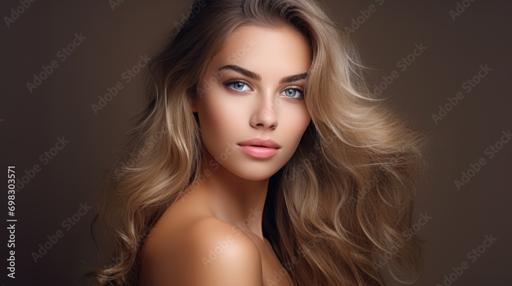 Fototapeta premium Beautiful, healthy and smooth skin woman face. smooth and healthy face for skincare cosmetics advertising or beauty product.