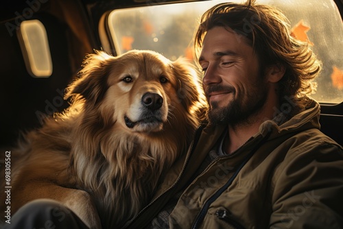 A man and his loyal brown dog take a road trip in their car, bonding over the open road and the wind in their faces © LifeMedia