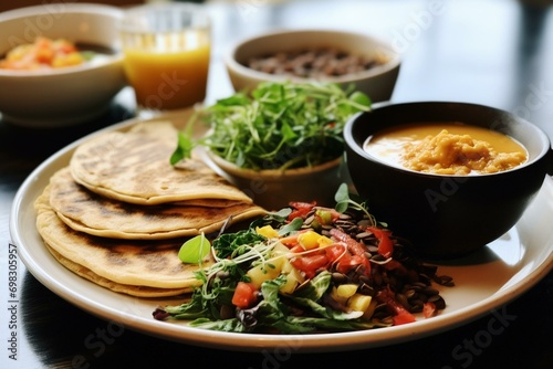 Delicious, wholesome plant-based and vegan comfort food options like vegetable soup and pancakes. Generative AI