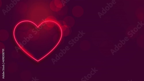Glow line drawing animation stroke line pink purple Heart on the empty background Neon Heart illustration stock video
