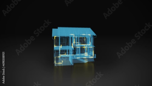 Home power line electric line system x-ray stock video