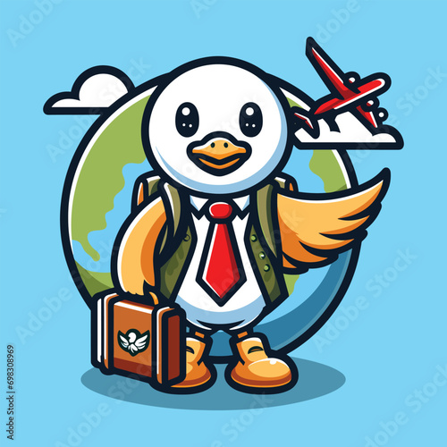 Free vector cute duck celebrate world wildlife day cartoon vector flat isolated illustration