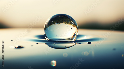 Clear water drop, eco-friendly concept for saving, sustainability, and environmental awareness. Campaign to preserve water. Conservation of natural resources and save the planet concept.