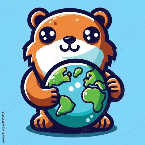 Free vector cute squirrel celebrate world wildlife day cartoon vector flat isolated illustration