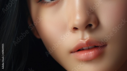 girl s lips. close-up. Beautiful young Asian girl girl. portrait of a woman