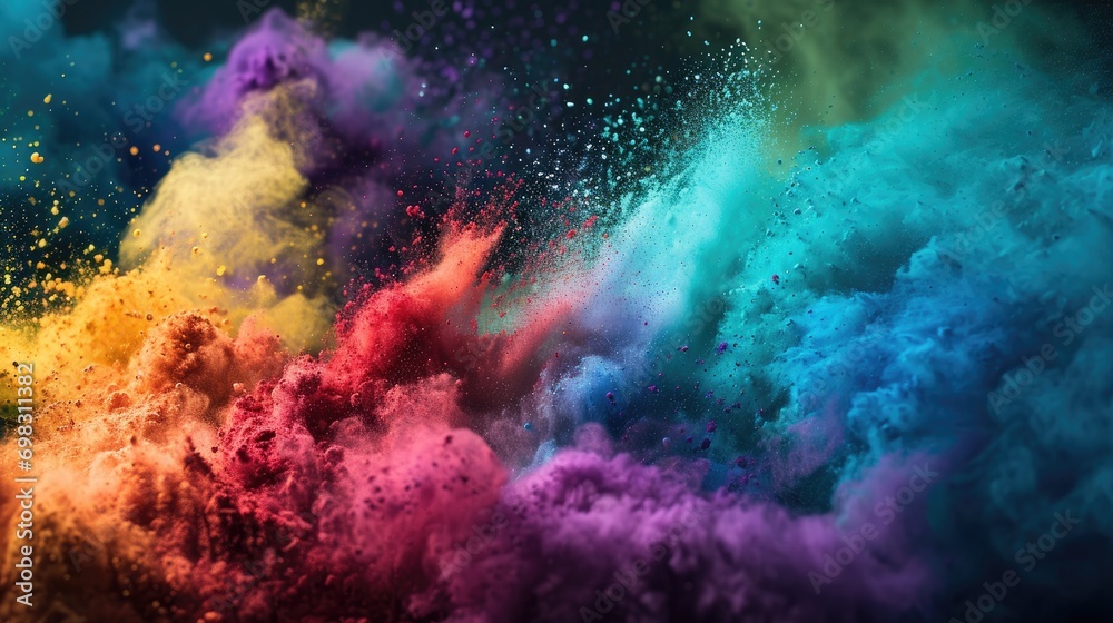 Colorful powder splash explosion dust paint wallpaper background