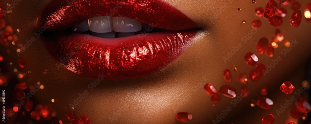 Fototapeta premium lips with christmas lights