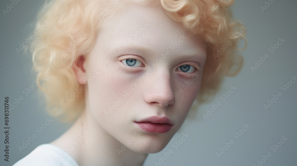 Blond portrait of a man. albino guy