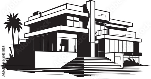 Wallpaper Mural Contemporary Villa Icon Emblematic Structure in Vector Design Villa Design Blueprint Contemporary Architecture in Vector Icon Torontodigital.ca