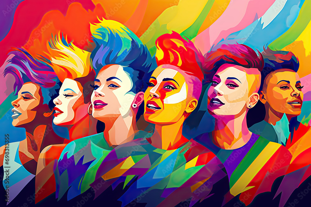Fototapeta premium Diverse People - PRIDE - National Women's Month created with Generative AI technology