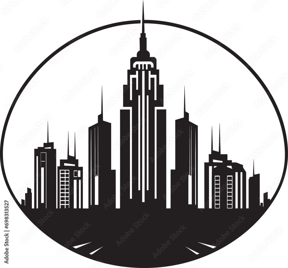 Urban Tower Emblem Multifloor Cityscape Vector Logo City Vista Skyscraper Sketch Multifloor Building in Vector Icon