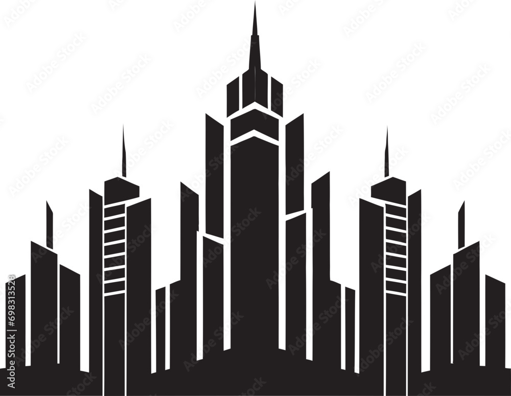 Downtown Tower Blueprint Multifloor Building Design in Vector Icon Urban Skyscraper Sketch Multifloor Cityscape Vector Icon