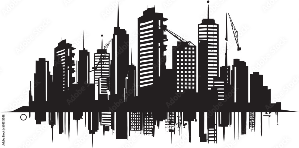 Urban Heights Emblem Multifloor Building Design in Vector Icon Cityline Tower Impression Multifloor Cityscape Vector Logo