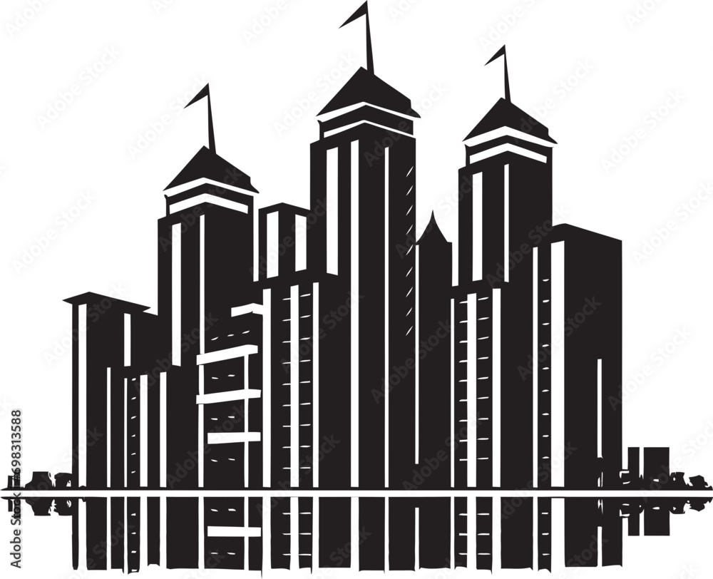 Downtown Tower Silhouette Multifloor Cityscape Vector Logo Cityline Skyscraper Impression Urban Multifloor Vector Logo Downtown Tower Silhouette Multifloor Cityscape Vector Logo Cityline Skyscraper Impression Urban Multifloor Vector Logo