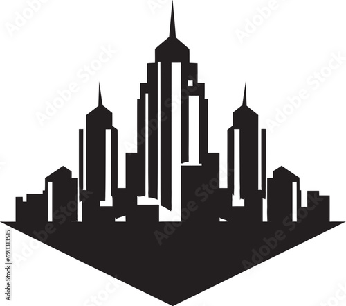 City Vista Skyscraper Sketch Multifloor Building in Vector Icon Metropolitan Multifloor Impression Cityscape Vector Logo Icon