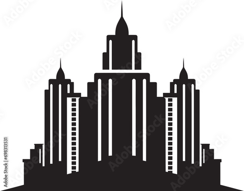 Cityline Multifloor Silhouette Multifloor Vector Logo Icon Skyline Multifloor Sketch Cityscape Vector Logo Design