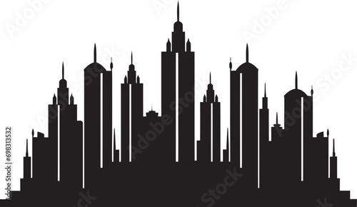 Skyline Multifloor Sketch Cityscape Vector Logo Design Downtown Heights Illustration Multifloor Building in Vector Icon