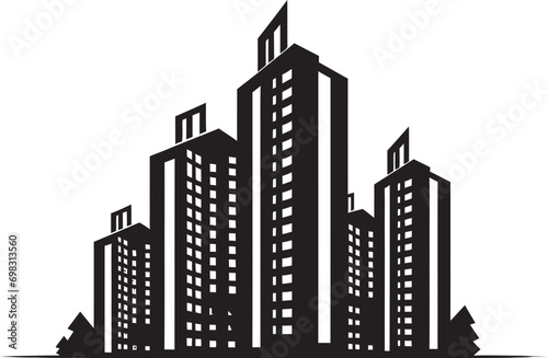 Skyline Multifloor Silhouette Urban Building in Vector Icon Design Metropolitan Tower Impression Multifloor Cityscape Vector Logo Icon