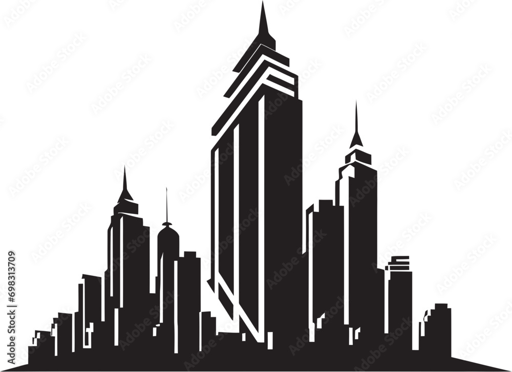 Skyline Multifloor Design Urban Building in Vector Logo Metropolitan Cityscape Sketch Multifloor Vector Logo Icon