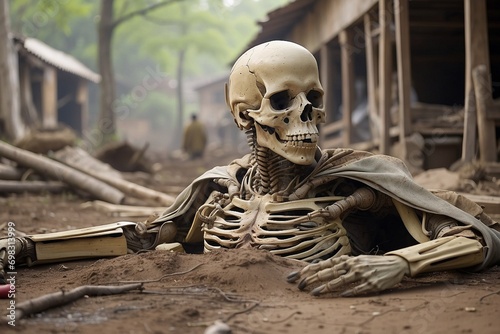 human skull with a skull