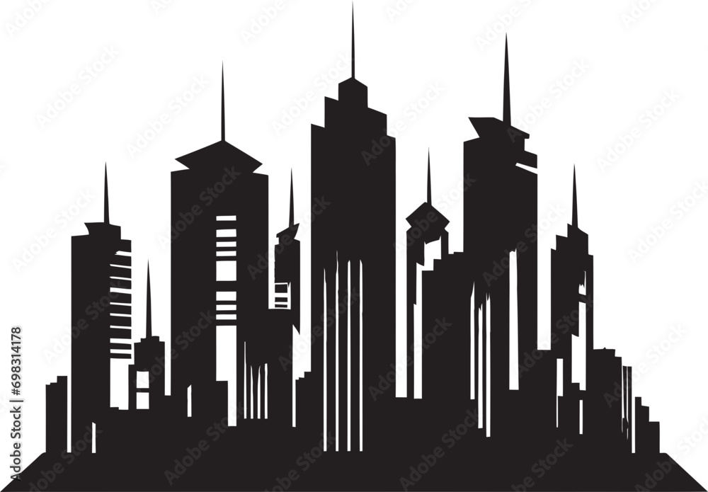 Urban Skyscraper Silhouette Multifloor Cityscape Vector Icon City Vista Multifloor Impression Vector Logo of Urban Building Design