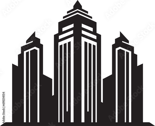 Urban Skyscraper Impression Multifloor Vector Logo Design Cityline Multifloor Elevation Vector Logo of Urban Building Design