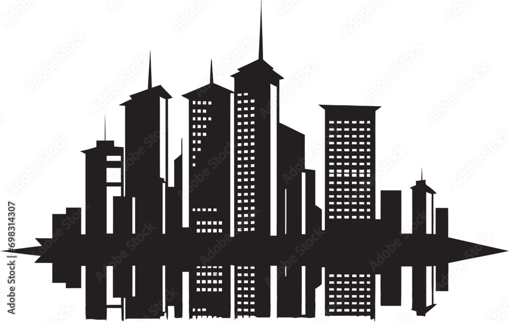 City Vista Layers Multifloral Cityscape Vector Emblem Design Urban Matrix Heights Multifloor City Building Vector Icon