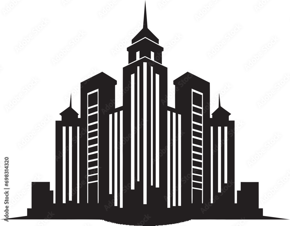 Cityscape Essence Multifloral Building Vector Logo Design Metropolis Towerlines Multifloor Cityscape Vector Icon