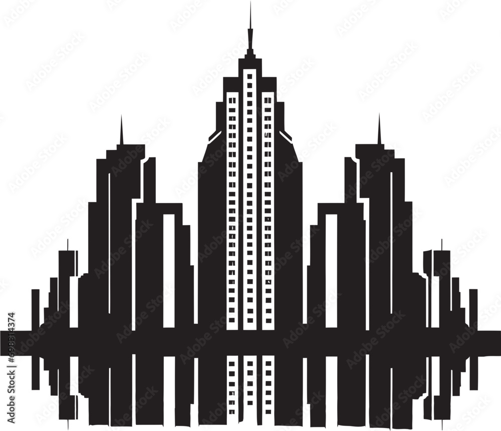 Metropolis Towerlines Multifloor Cityscape Vector Icon Urban Tapestry Heights Multifloor Building in Vector Emblem