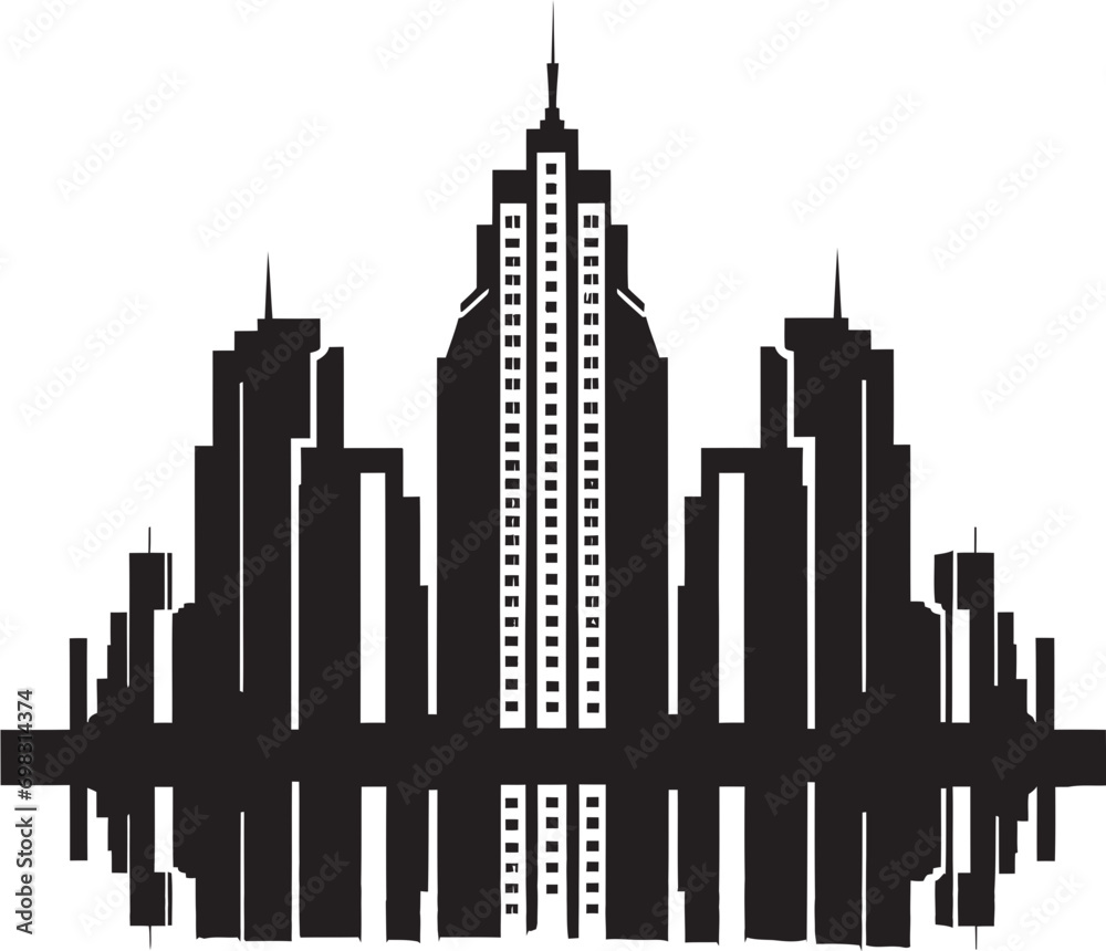 Obraz premium Metropolis Towerlines Multifloor Cityscape Vector Icon Urban Tapestry Heights Multifloor Building in Vector Emblem