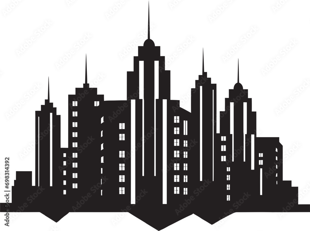 Metropolis Towerlines Multifloor Cityscape Vector Icon Urban Tapestry Heights Multifloor Building in Vector Emblem