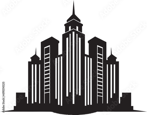 Cityscape Essence Multifloral Building Vector Logo Design Metropolis Towerlines Multifloor Cityscape Vector Icon