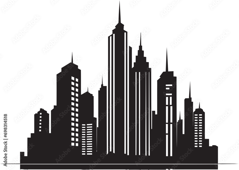 Cityline Essence Multifloor City Building Vector Icon Metropolitan Towerscape Multifloor Cityscape Emblem