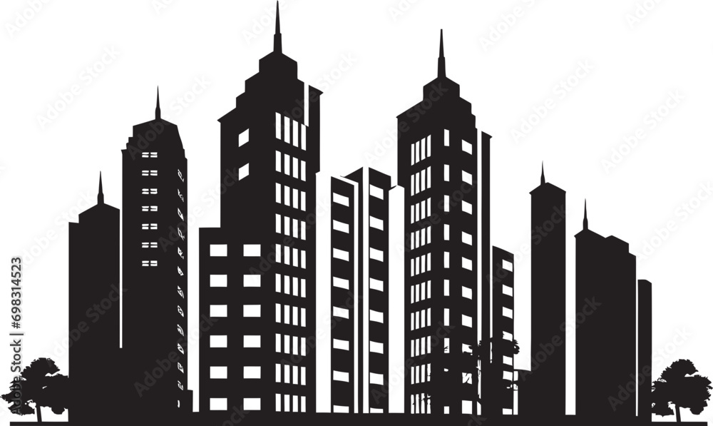 Skyline Elevation Multifloral Urban Vector Icon City Vista Impressions Multiflore Building in Vector Emblem