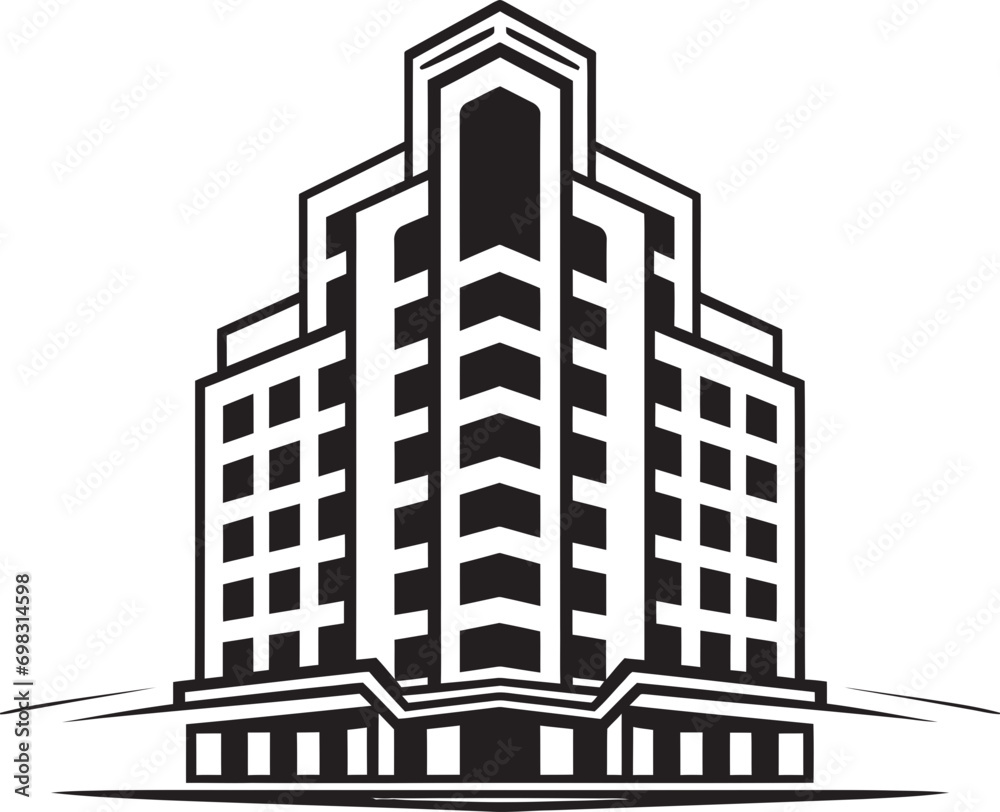 Downtown Elevation Multifloral City Building Vector Icon Metropolis Impressions Multifloor Cityscape Logo Design
